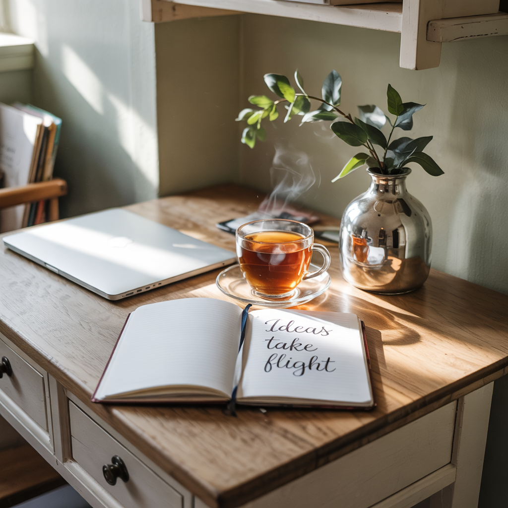 start online business without tech skills Relaxed workspace with no tech clutter