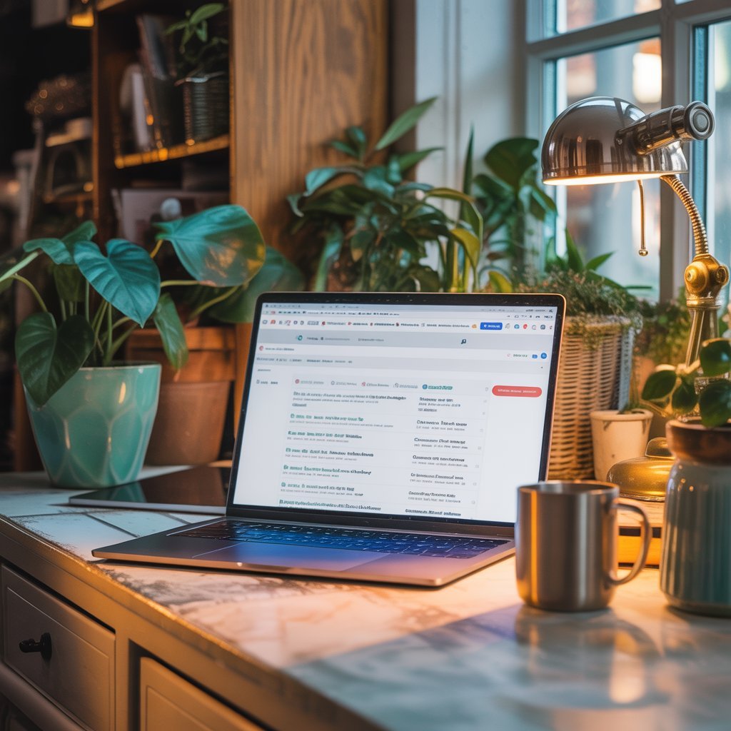 SEO for beginners Laptop editing a webpage layout to improve titles and structure for SEO.